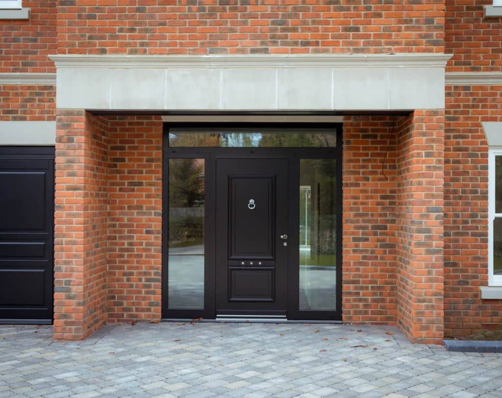 Modern aluminium door installation brick property