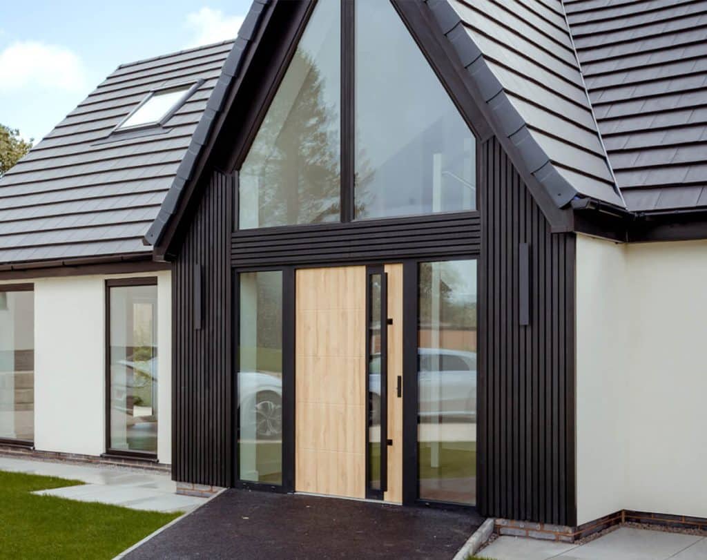 Modern house with aluminium windows front elevation