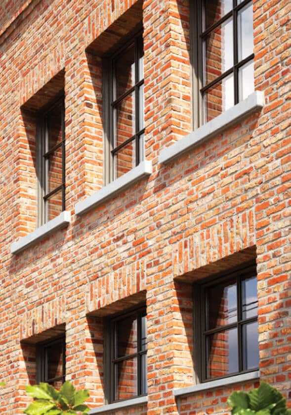 Brick exterior with aluminium window installation